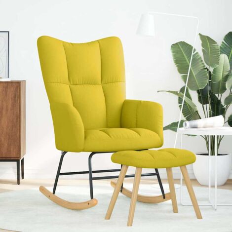 Chaise à bascule,Chaise de relaxation avec repose-pied jaune clair tissu CFW13328 (1/5)