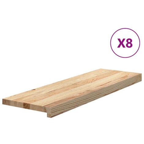 Marches d'escalier 8 pcs,Tapis d'escalier non traité 80x30x2cm bois chêne massif CFW629553 (1/5)