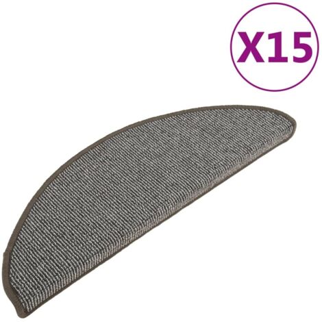 Tapis d'escalier 15 pcs,Marches d'escalier 65 x 21 x 4 cm Gris Demi-rond Grand CFW827442