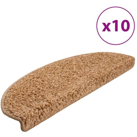 Tapis d'escalier 10 pcs,Marches d'escalier 65 x 21 x 4 cm Beige Demi-rond Grand CFW263603 (1/5)