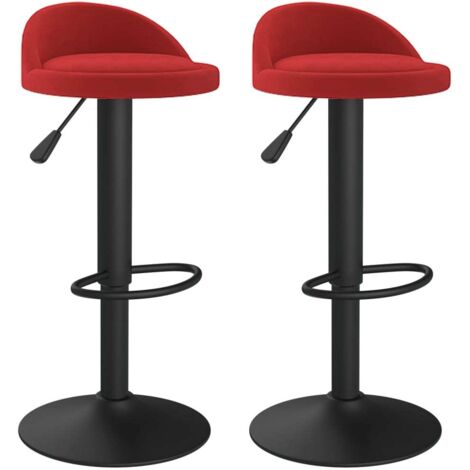 Lot de 2 Tabourets de bar,Chaise de bar rouge bordeaux velours CFW193018 (1/5)