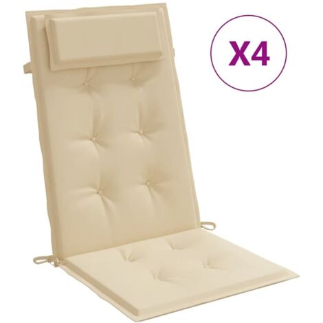 Coussins de chaise à dossier haut lot de 4,Coussins d'extérieur beige tissu oxford CFW931424 (1/5)