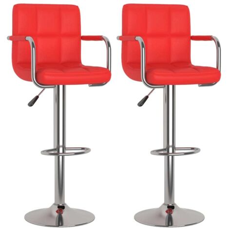 Lot de 2 Tabourets de bar,Chaise de bar rouge similicuir CFW191397 (1/5)