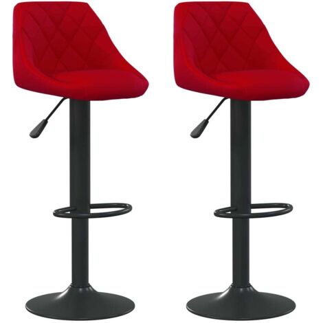 Lot de 2 Tabourets de bar,Chaise de bar rouge bordeaux velours CFW149421 (1/5)
