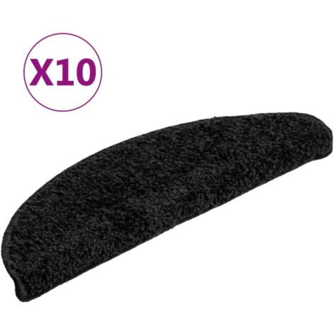 Tapis d'escalier 10 pcs,Marches d'escalier 56 x 17 x 3 cm Noir Demi-rond CFW660198 (1/5)