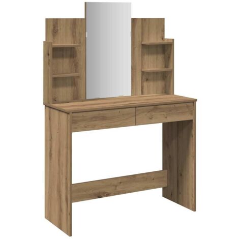 Coiffeuse，Table de maquillage avec miroir chêne artisanal 96x39x142 cm CFW136651 (1/5)