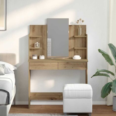 Coiffeuse avec miroir chêne 96x39x142 cm
