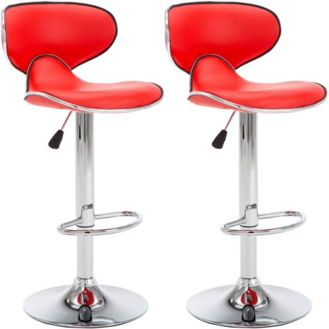 Lot de 2 Tabourets de bar,Chaise de bar rouge similicuir CFW554585 (1/5)