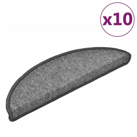 Tapis d'escalier 10 pcs,Marches d'escalier 56 x 17 x 3 cm Gris foncé Demi-rond CFW360475 (1/5)