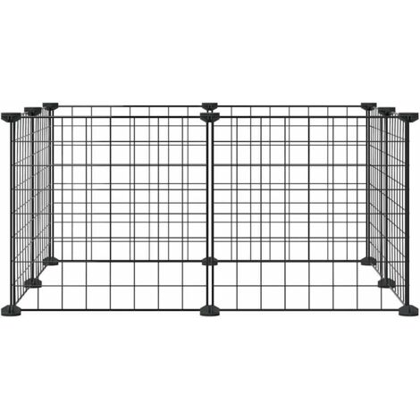 Cage animaux de compagnie à 8 panneaux Noir 35x35 cm Acier CFW15201 (1/5)