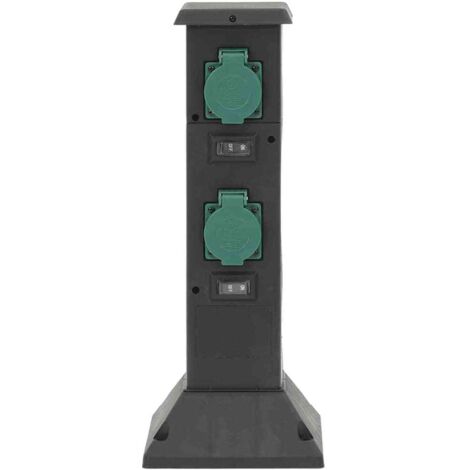 Colonne de prise d'extérieur à 4 voies noir vert 16x16x39,5 cm CFW86238 (1/5)