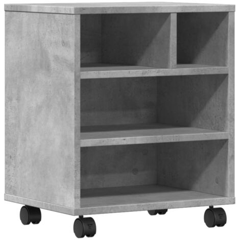 Support d'imprimante avec roulettes gris béton 41x32x48 cm CFW54588 (1/5)