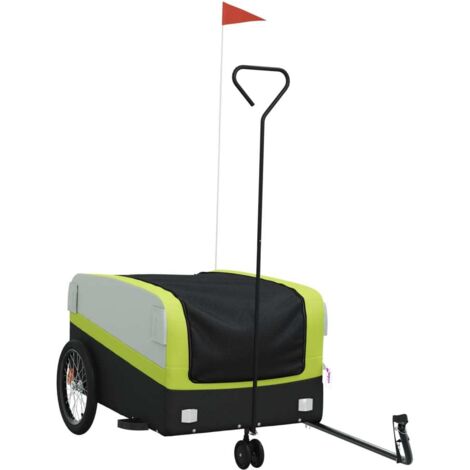 Remorque de vélo noir et vert 45 kg fer CFW43547 (1/5)