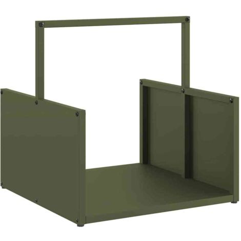 Portant de bois chauffage vert olive 40x40x40 cm CFW11140 (1/5)