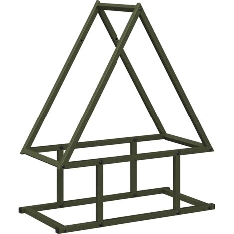 Portant de bois chauffage vert olive 50x25x60 cm CFW61319 (1/5)
