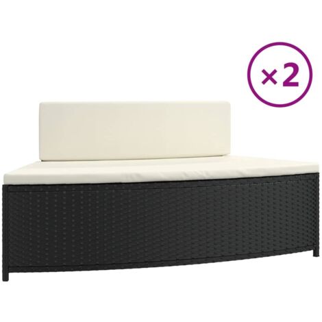 2 pcs Banc d'intérieur Bancs de spa avec coussins noir résine tressée CFW46412 (1/5)