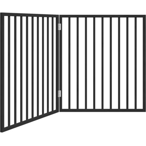 Barrière pour chien  Barrière de sécurité pliable 2 panneaux noir bois de peuplier CFW42986