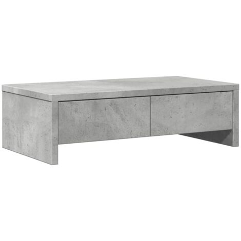 Support de moniteur Support d'écran avec tiroirs gris béton bois d'ingénierie CFW75589 (1/5)