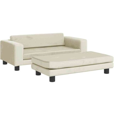 Lit pour chien avec extension crème 100x50x30 cm velours CFW83122 (1/5)