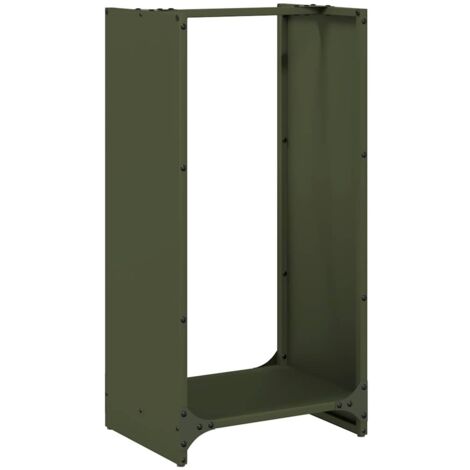 Portant de bois chauffage vert olive 40x30x80 cm CFW28809 (1/5)