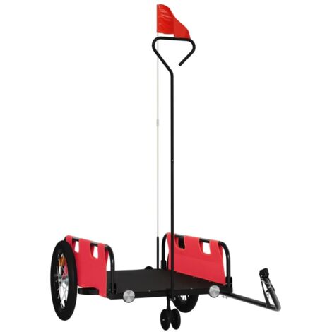Remorque de vélo rouge tissu oxford et fer CFW41281 (1/5)
