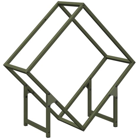 Portant de bois chauffage vert olive 60x25x60 cm CFW21529 (1/5)