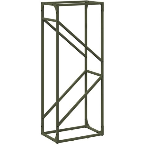 Portant de bois chauffage vert olive 40x25x100 cm CFW24749 (1/5)