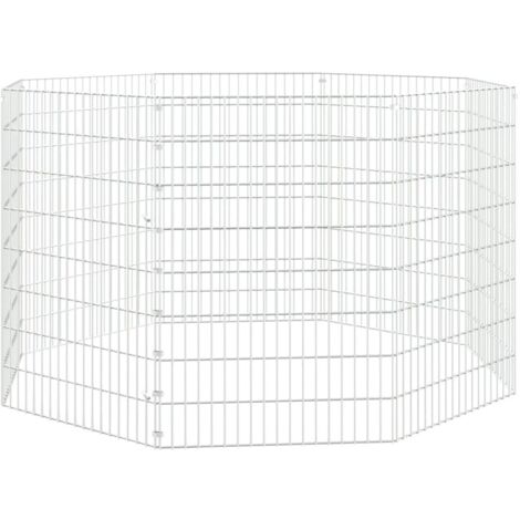Enclos pour animaux en liberté 8 panneaux 54x80cm fer galvanisé CFW69237 (1/5)