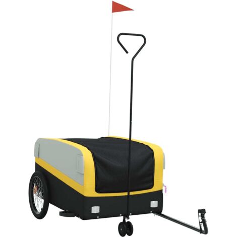 Remorque de vélo noir et jaune 45 kg fer CFW98258 (1/5)