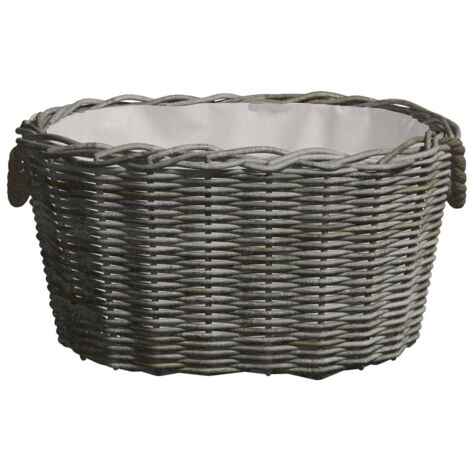 Panier à bois de chauffage avec poignées 59x42x28 cm Gris Saule CFW64424 (1/5)