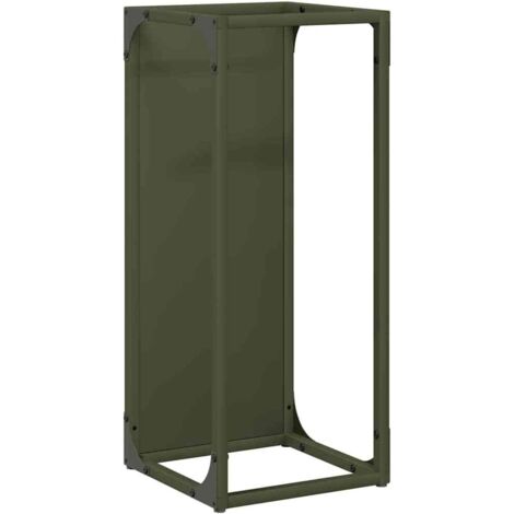Porte-bûches Portant de bois chauffage vert olive 25x25x60 cm CFW49964 (1/5)