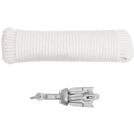 Ancre pliable et corde argenté 0,7 kg fonte galvanisée à chaud CFW24141 (1/5)