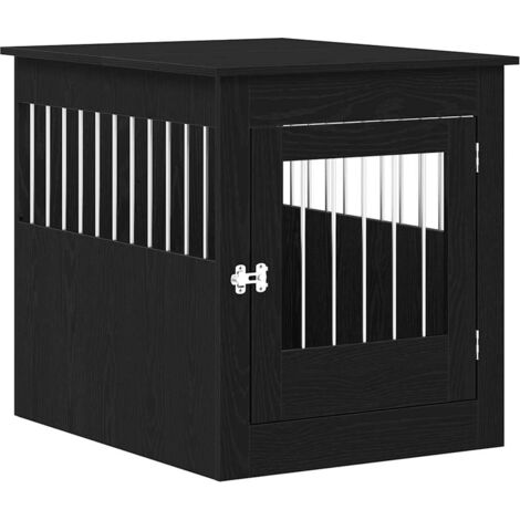 Meuble pour cage à chien en chêne noir 64,5 x 80 x 71 cm en bois d'ingénierie CFW94326