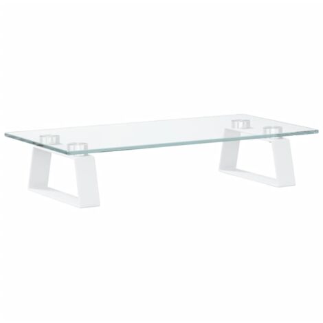Support de moniteur Support d'écran blanc 40x20x8 cm verre trempé et métal CFW67822 (1/5)