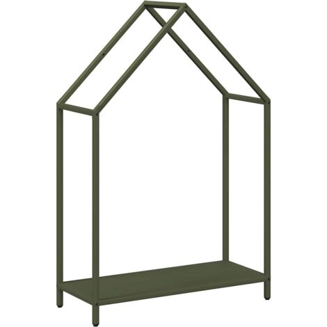 Portant de bois chauffage vert olive 60x25x90 cm CFW45013 (1/5)