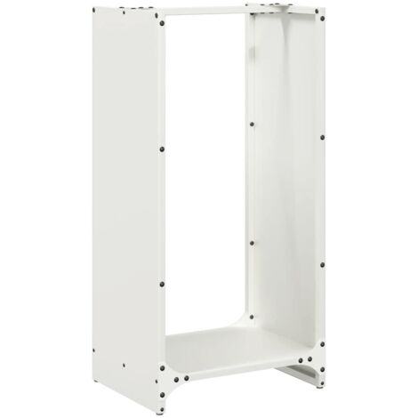Portant de bois chauffage blanc 40x30x80 cm CFW24410 (1/5)