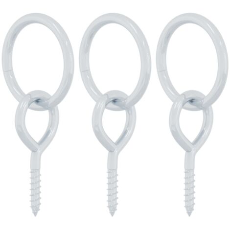 Anneaux d'attelage avec vis à œil 3 pcs argenté acier CFW35278 (1/5)