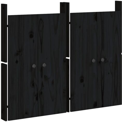 Portes de cuisine d'extérieur 2 pcs noir bois de pin massif CFW31833
