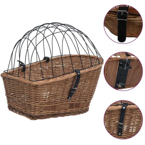 Panier arrière de vélo avec couvercle 55x31x36 cm Saule naturel CFW80976 (1/5)