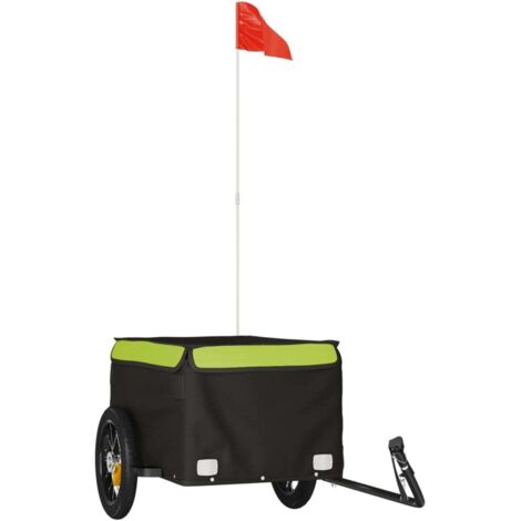 Remorque de vélo noir et vert 30 kg fer CFW45848 (1/5)