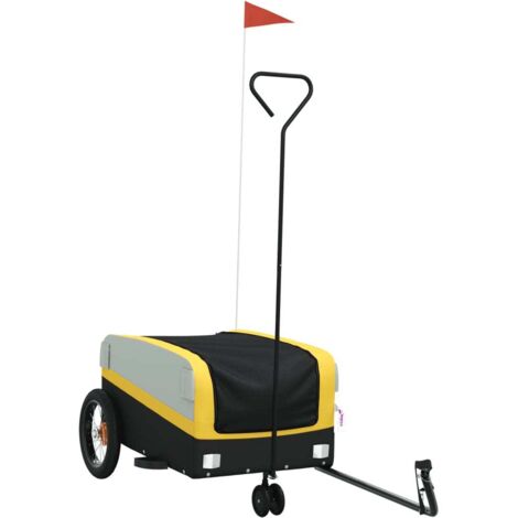 Remorque de vélo noir et jaune 30 kg fer CFW77081 (1/5)