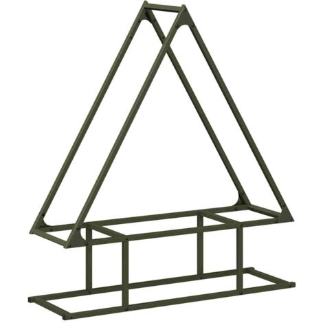 Portant de bois chauffage vert olive 80x25x90 cm CFW49058 (1/5)
