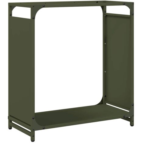 Porte-bûches  Portant de bois chauffage vert olive 60x28x65 cm CFW71838