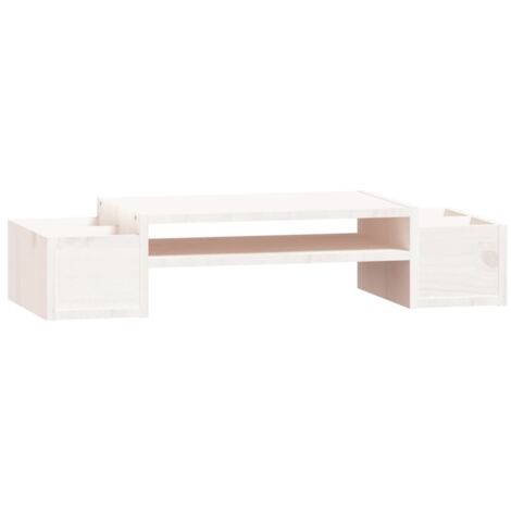 Support de moniteur  Support d'écran Blanc 70x27,5x15 cm Bois de pin solide CFW11571