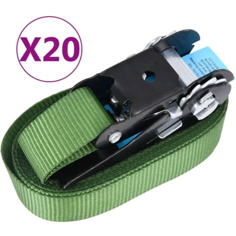 Sangles d’arrimage à cliquet 20 pcs 800 daN 6 m Vert CFW14452 (1/5)