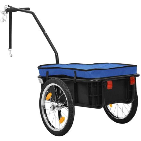 Remorque de vélo/chariot à main 155x60x83 cm acier bleu CFW59013 (1/5)