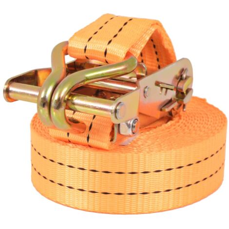 Sangle d’arrimage à cliquet 10 pcs 1 tonne 6 m x 38 mm Orange CFW21857 (1/5)