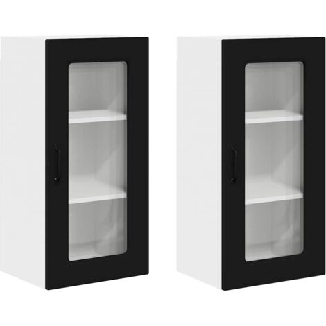 Meuble mural de cuisine,Armoire de cuisine avec étagère 2 pcs Noir 40 x 31 x 80 cm CFW21263 (1/5)