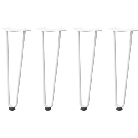 Pied de meuble，Pieds en épingle à cheveux pour table basse 4 pièces Blanc 42 cm Acier massif CFW27747 (1/5)