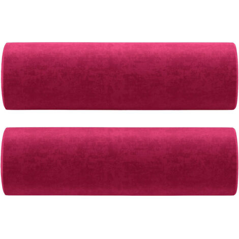 Coussins décoratifs lot de 2 Rouge bordeaux Ø15x50 cm Velours CFW30167 (1/5)